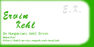 ervin kehl business card